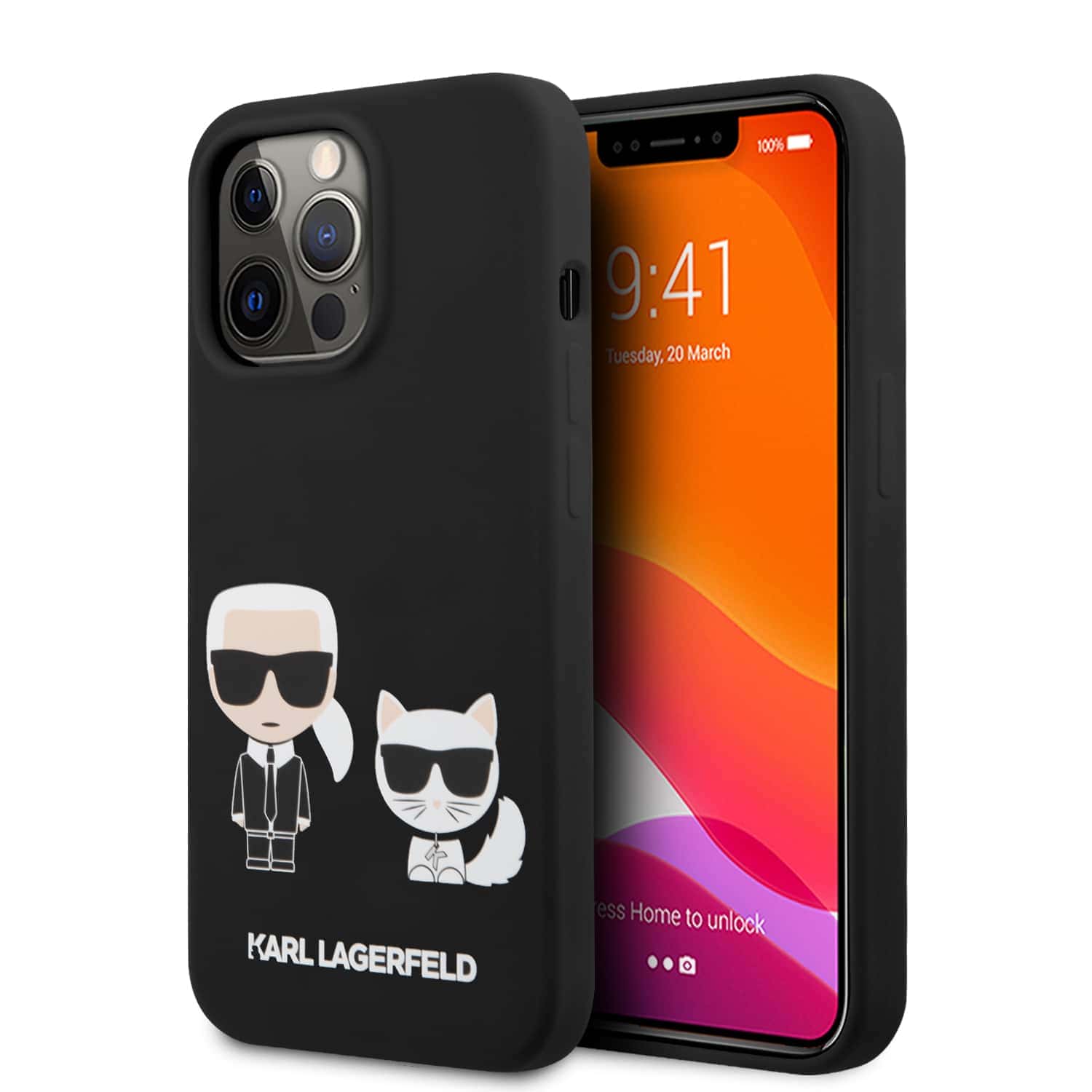 Karl Lagerfeld Silicone Karl & Choupette iPhone 13 Pro Hoesje - Zwart