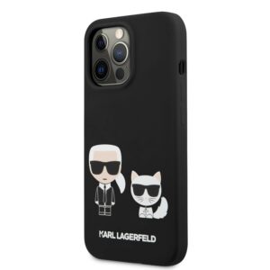 KARL LAGERFELD Silicone KARL & Choupette iPhone 13 Pro Hoesje - Zwart 2