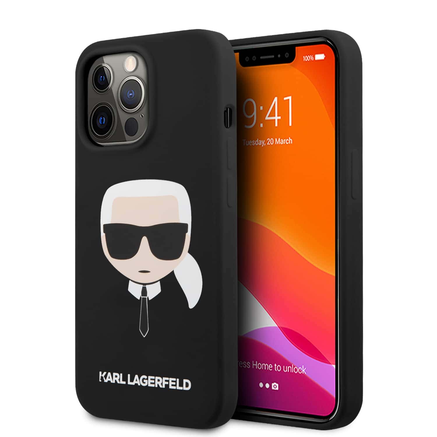 KARL LAGERFELD Silicone KARL iPhone 13 Pro Hoesje - Zwart 1