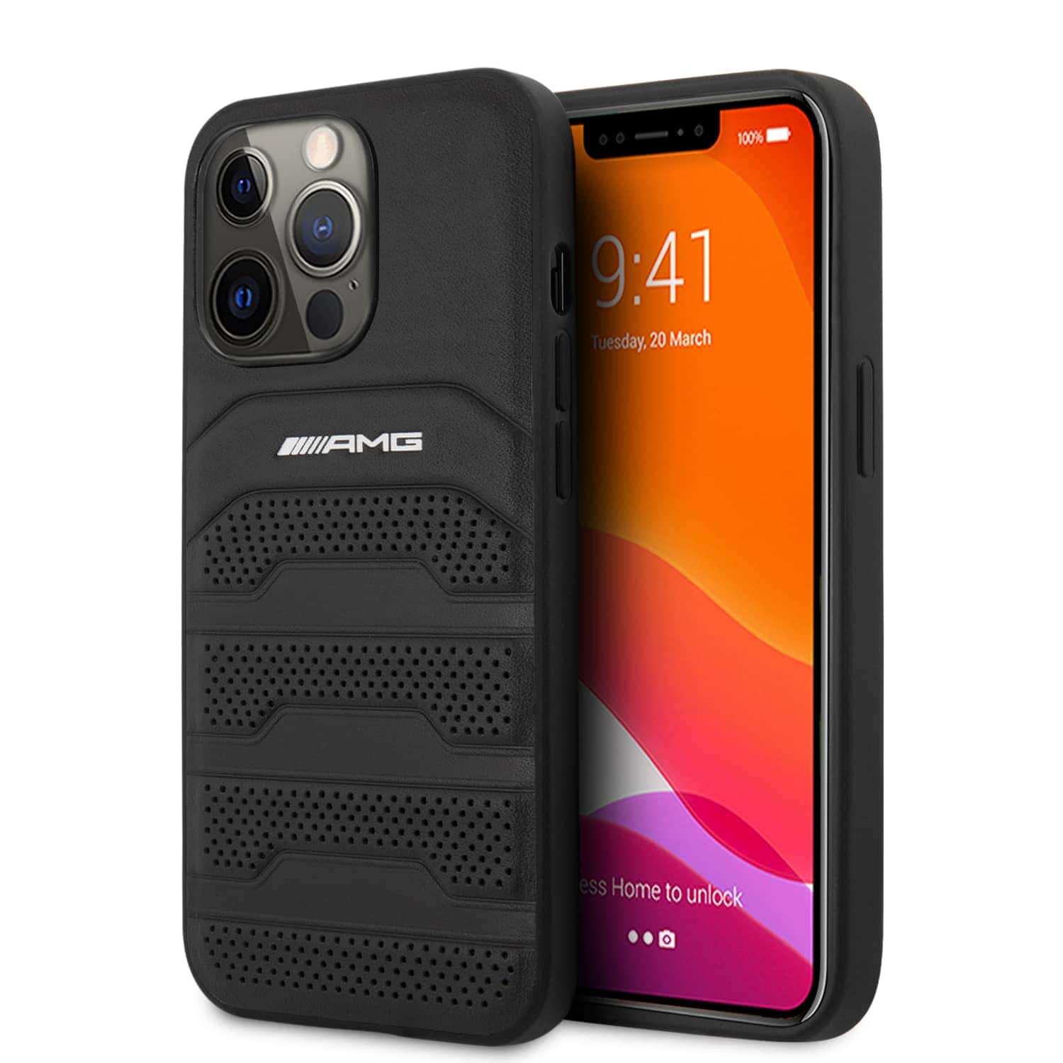 MERCEDES AMG Genuine Leather Perforated iPhone 13 Pro 1