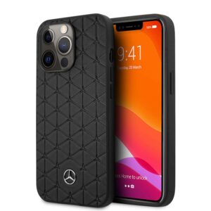 Mercedes Genuine Leather Quilted Mini Stars iPhone 13 Pro Max Hoesje