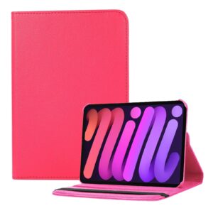 iPad Mini 6 Hoes – Mini 6 Cover – Mini 6 Case – Bookcase – Hoesje – 8.3 Inch – Met Standaard – 360 Draaibaar – Roterend – Donkerroze