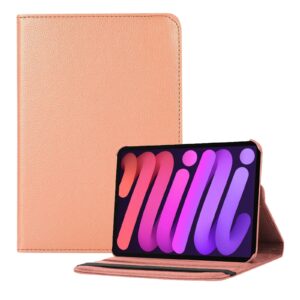 iPad Mini 6 Hoes – Mini 6 Cover – Mini 6 Case – Bookcase – Hoesje – 8.3 Inch – Met Standaard – 360 Draaibaar – Roterend – Rosegoud