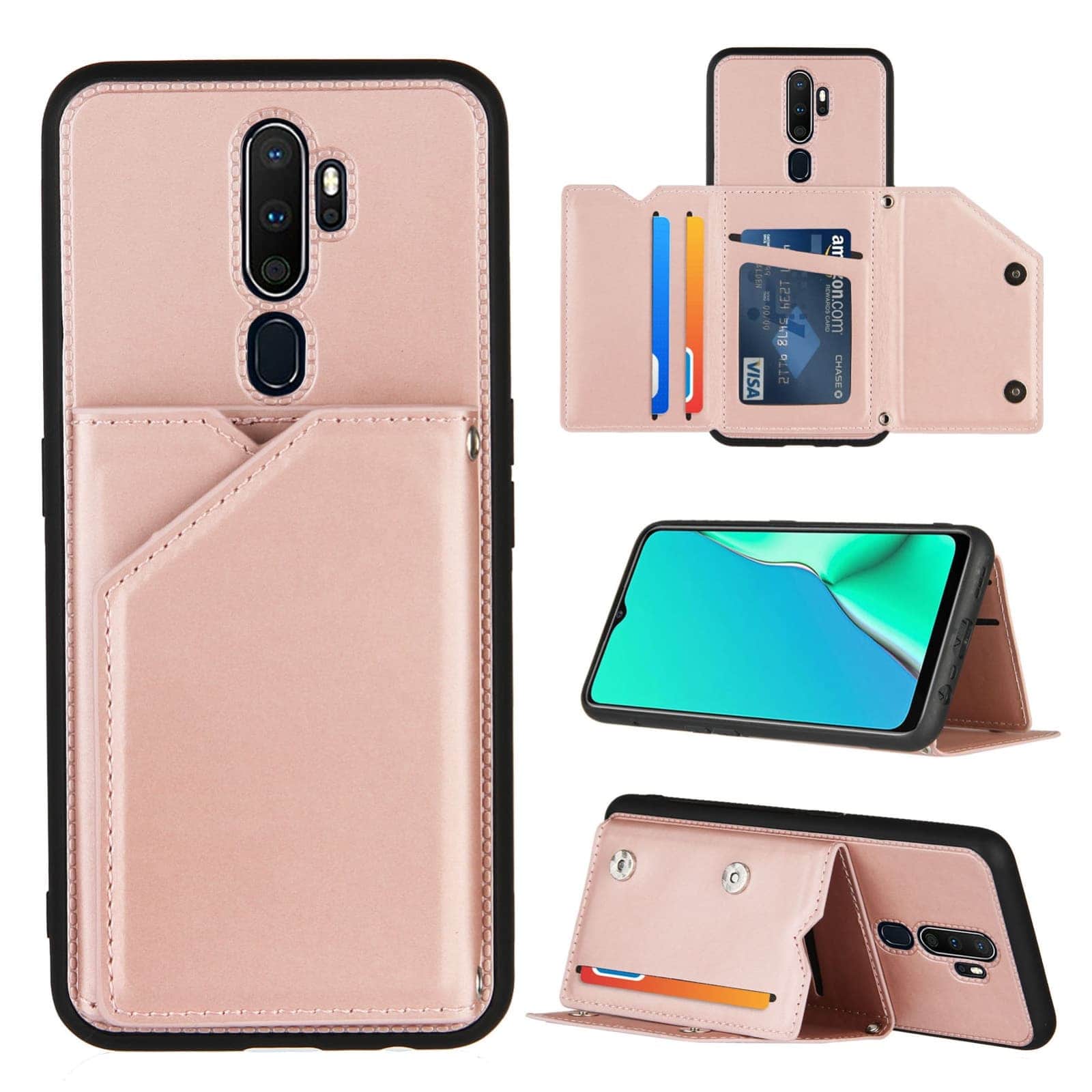 Backcover Wallet Hoesje OPPO A9 2020 - A5 2020 - Rosegoud