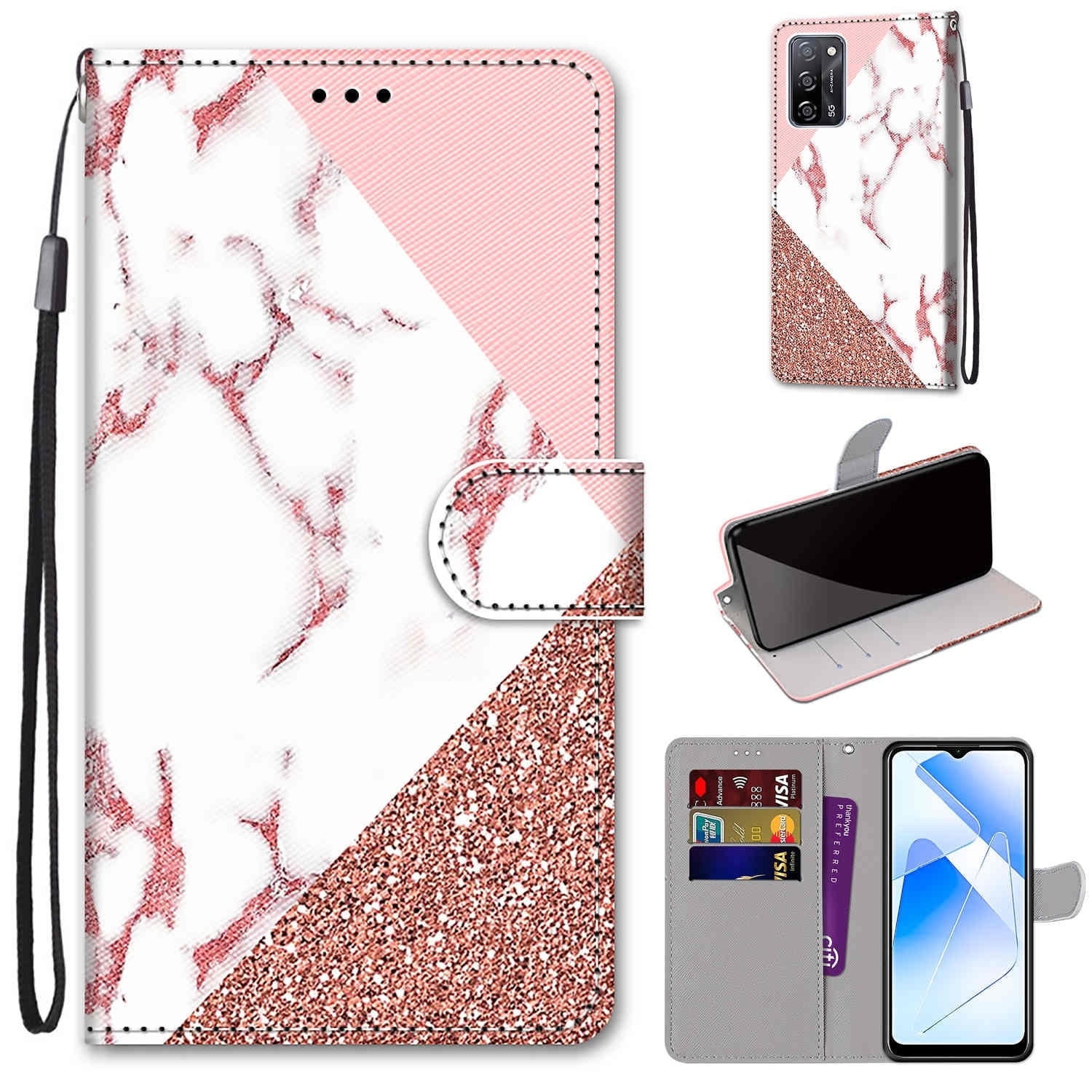 Bookcase Hoesje OPPO A16s - A16 - Marble