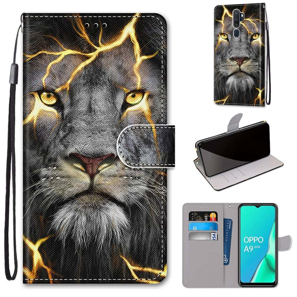 Bookcase Hoesje OPPO A9 2020 - A5 2020 - Leeuw
