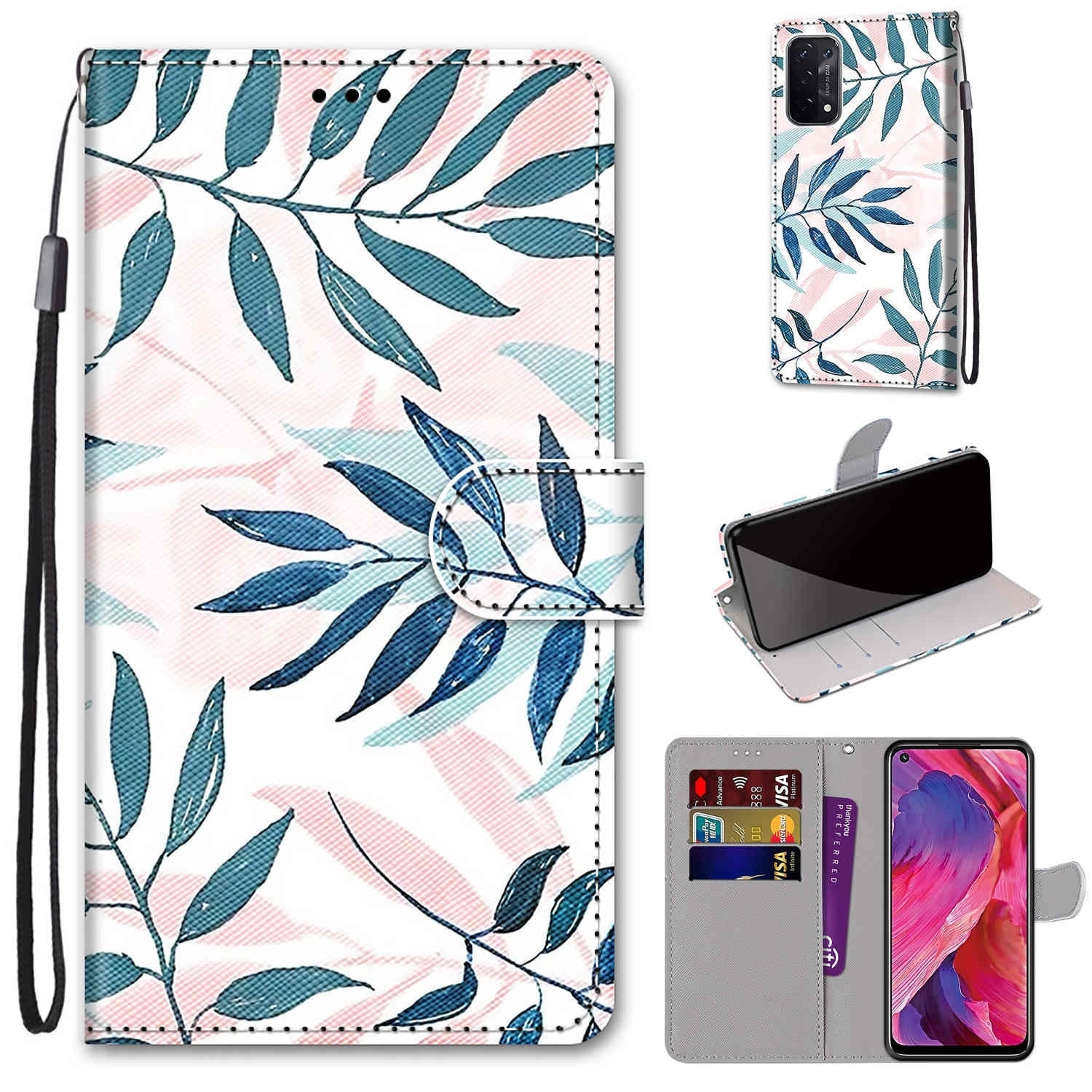 Bookcase Hoesje OPPO A54 5G OPPO A74 5G - Bladeren 1