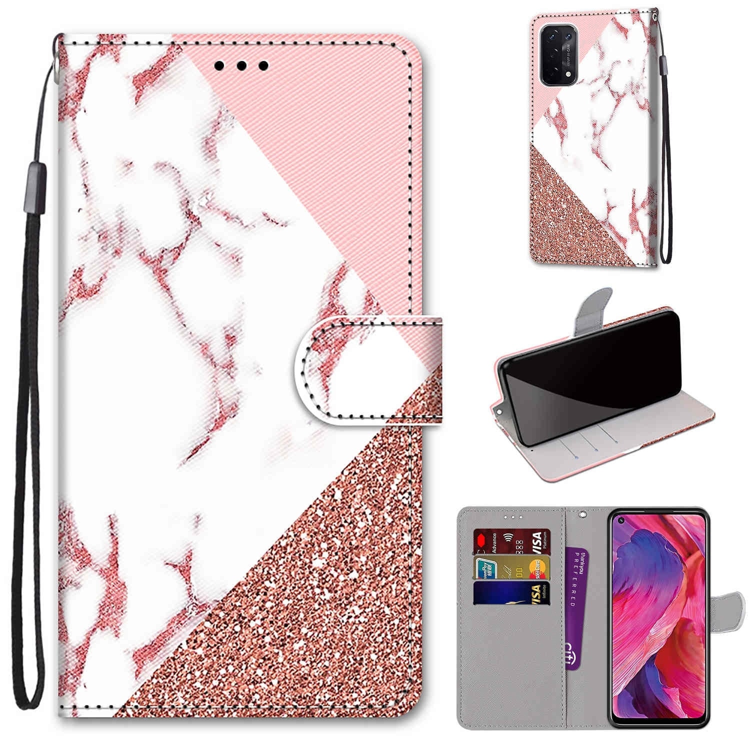 Bookcase Hoesje OPPO A74 5G - A54 5G - Marble