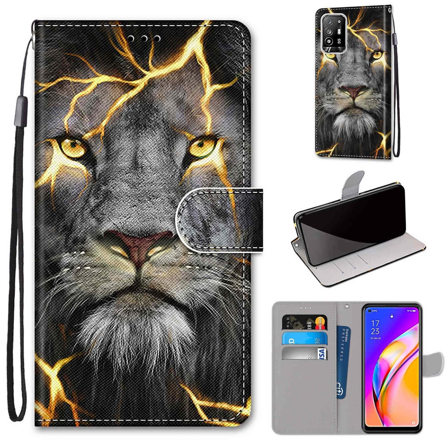 Bookcase Hoesje OPPO A94 5G - Leeuw