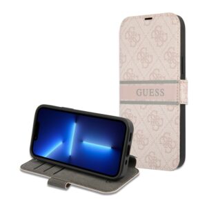 GUESS Stripe Logo Bookcase iPhone 13 Pro - Roze 1