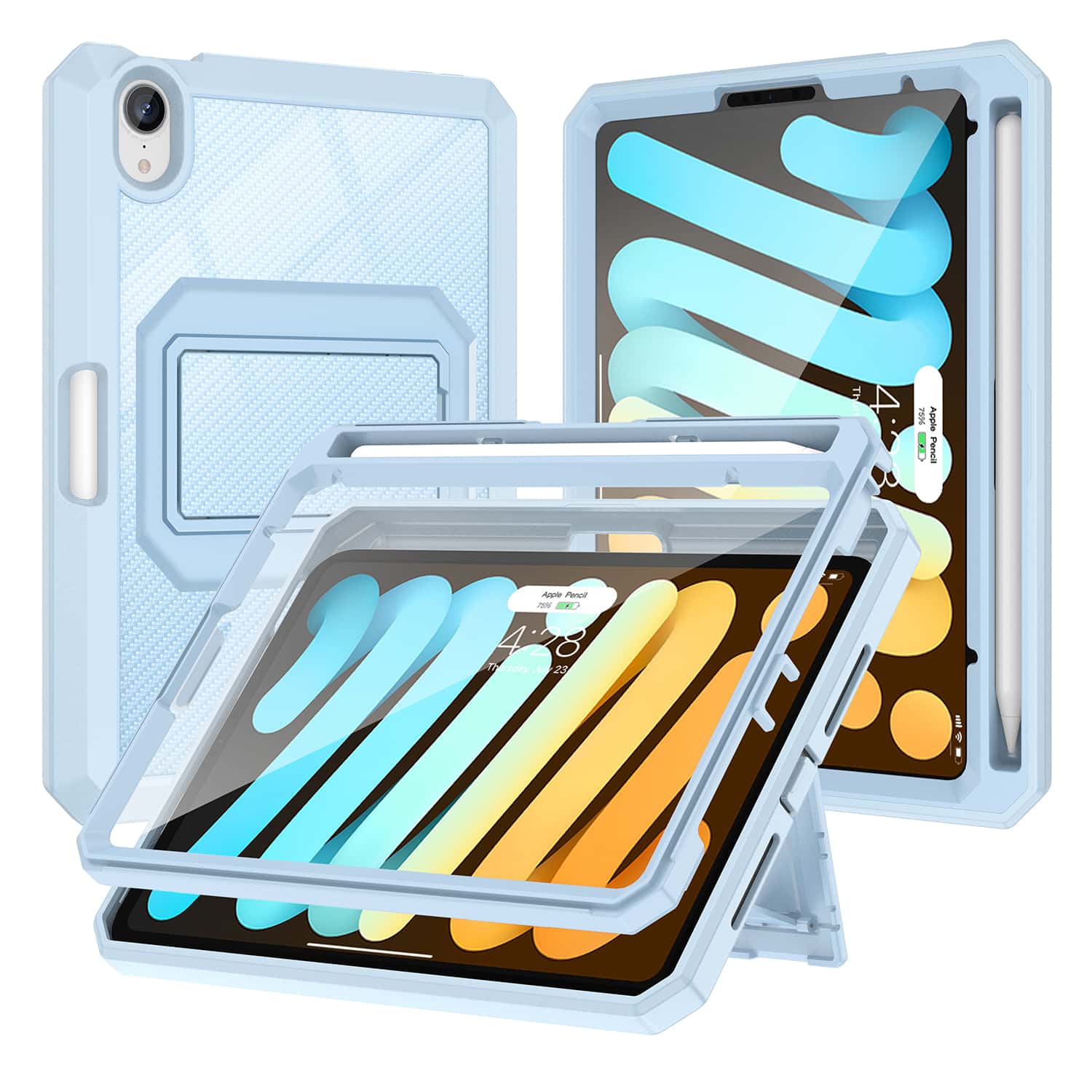 360 Full Cover Case iPad Mini 7 / iPad mini 6 - 2024 / 2021 - Penhouder - Blue Sky
