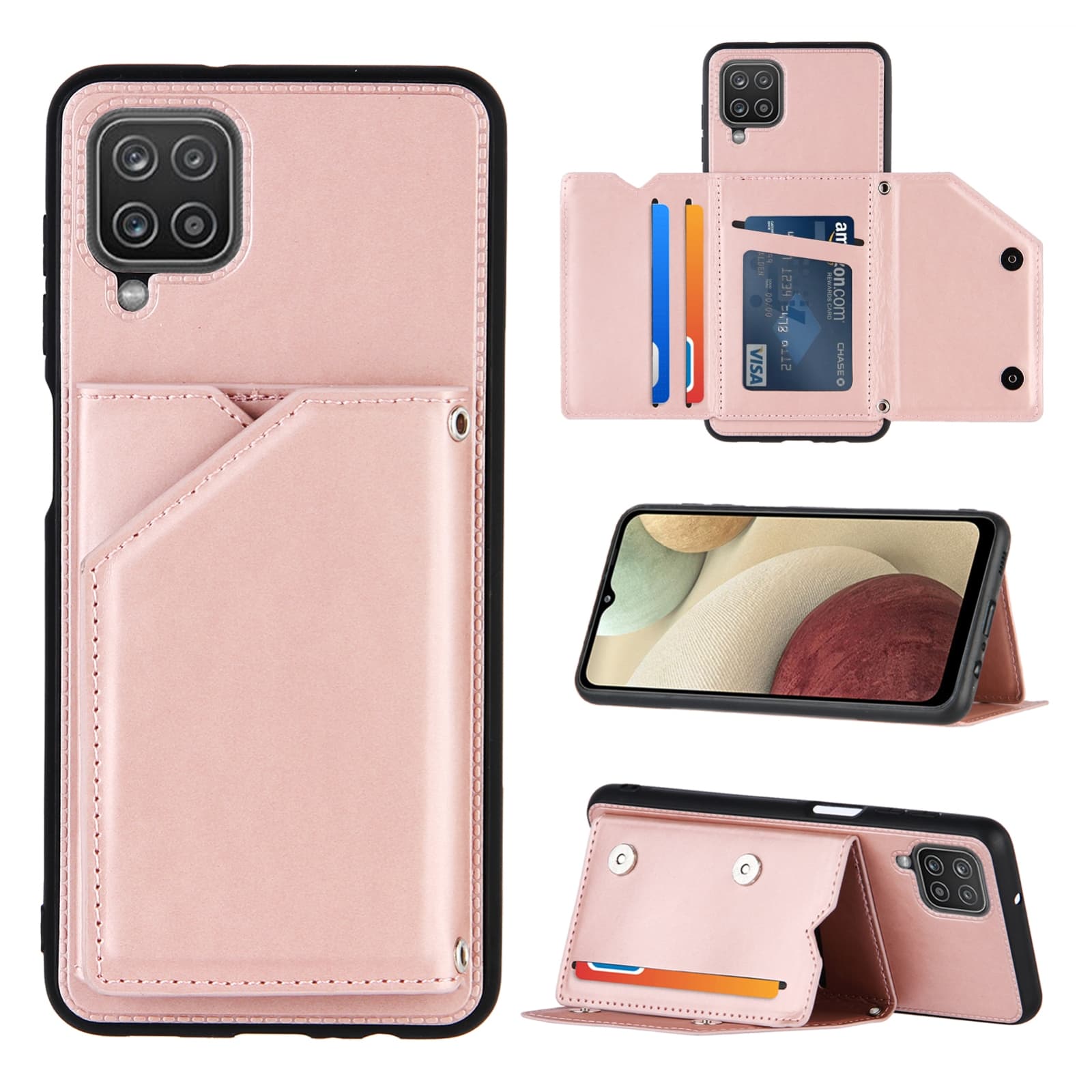 Backcover Wallet Hoesje Samsung Galaxy A12 - Rosegoud