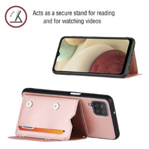 Backcover Wallet Hoesje Samsung Galaxy A12 - Roségoud 3