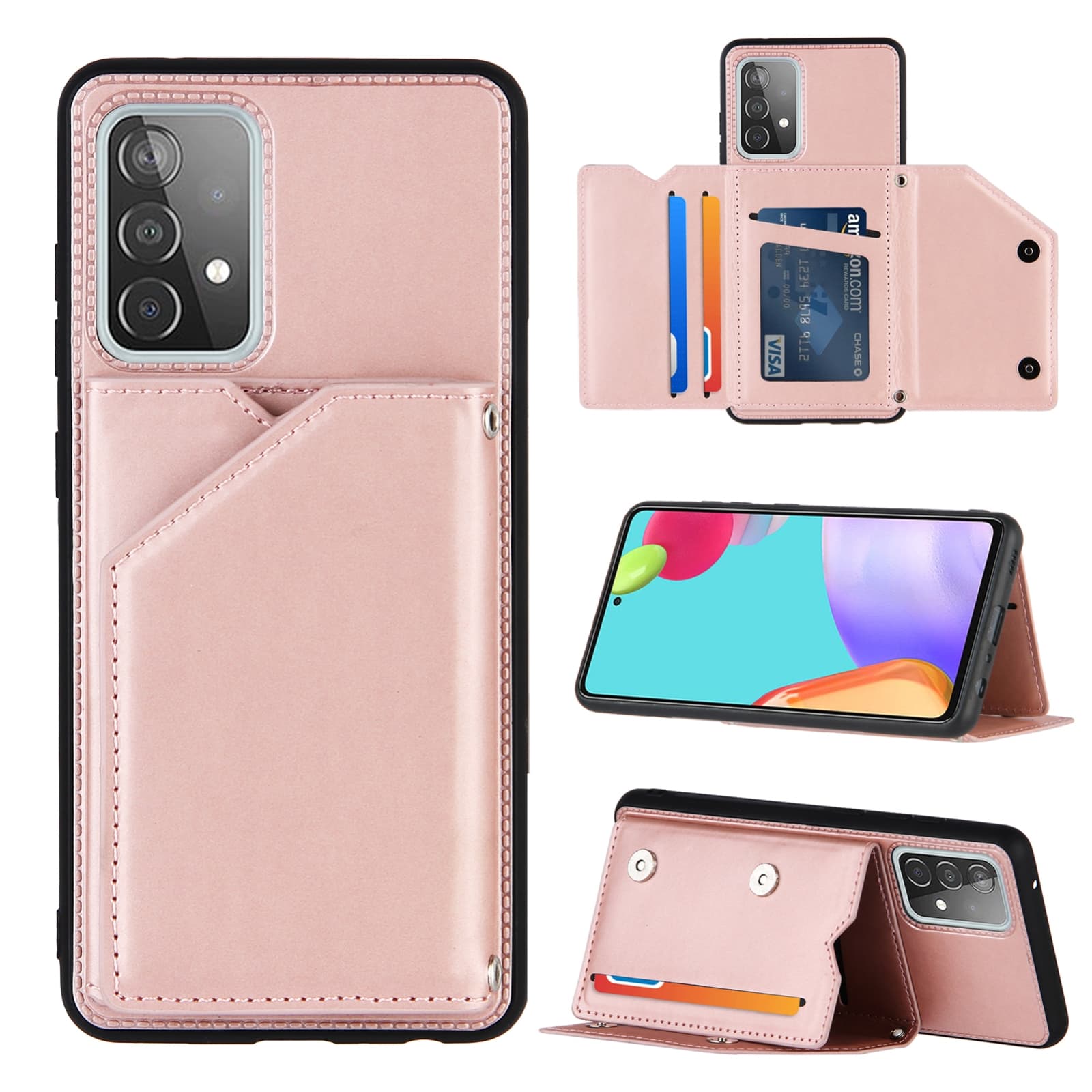 Backcover Wallet Hoesje Samsung Galaxy A52s - A52 - Rosegoud
