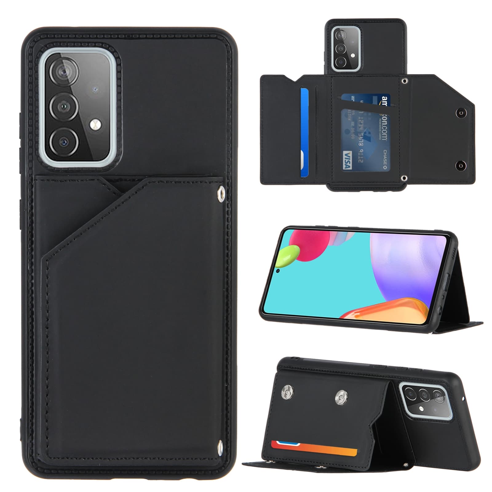 Backcover Wallet Hoesje Samsung Galaxy A52s - A52 - Zwart