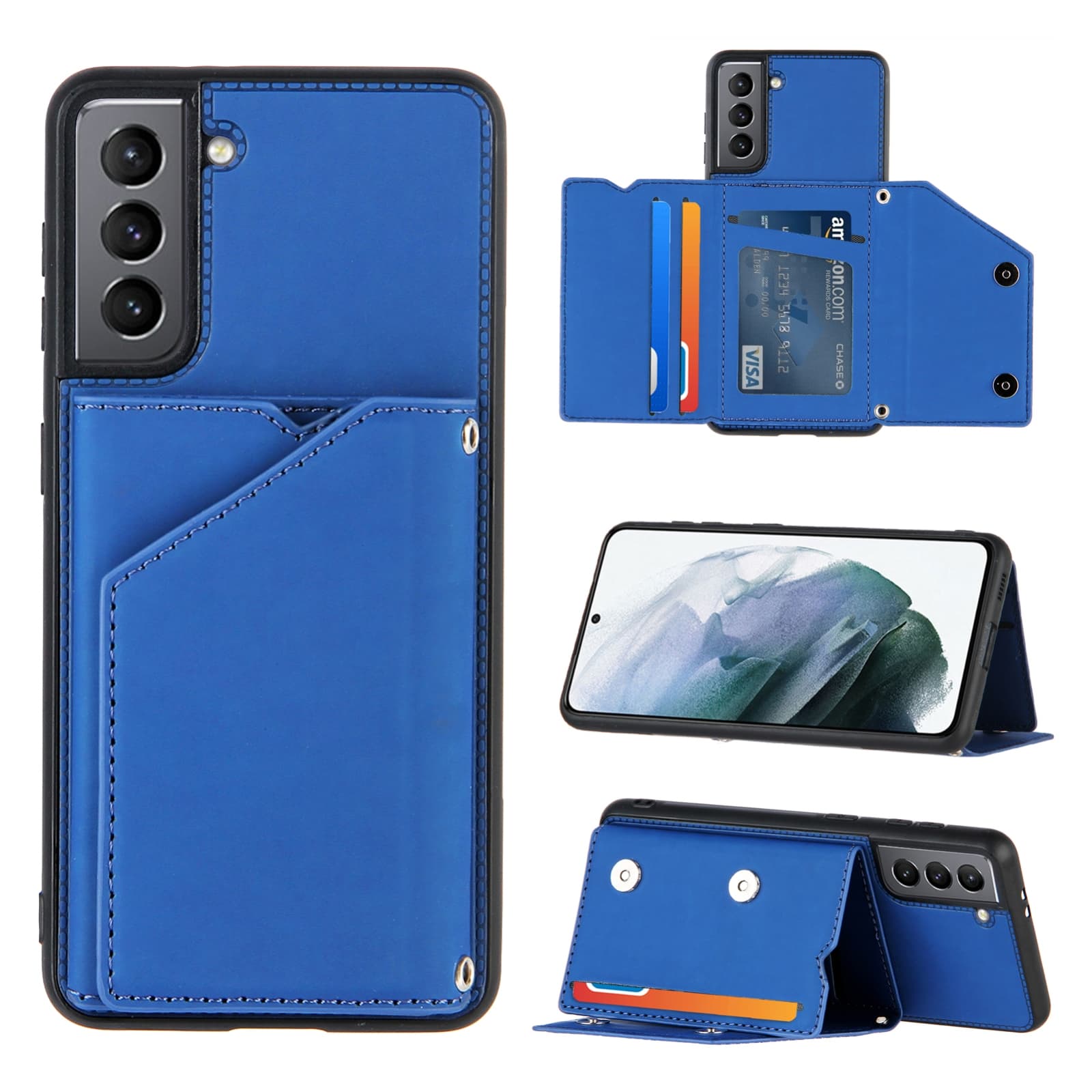 Backcover Wallet Hoesje Samsung Galaxy S21 - Blauw 1