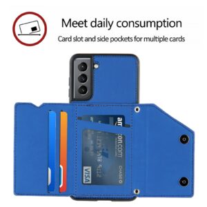 Backcover Wallet Hoesje Samsung Galaxy S21 - Blauw 4