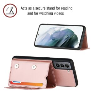 Backcover Wallet Hoesje Samsung Galaxy S21 - Roségoud 3