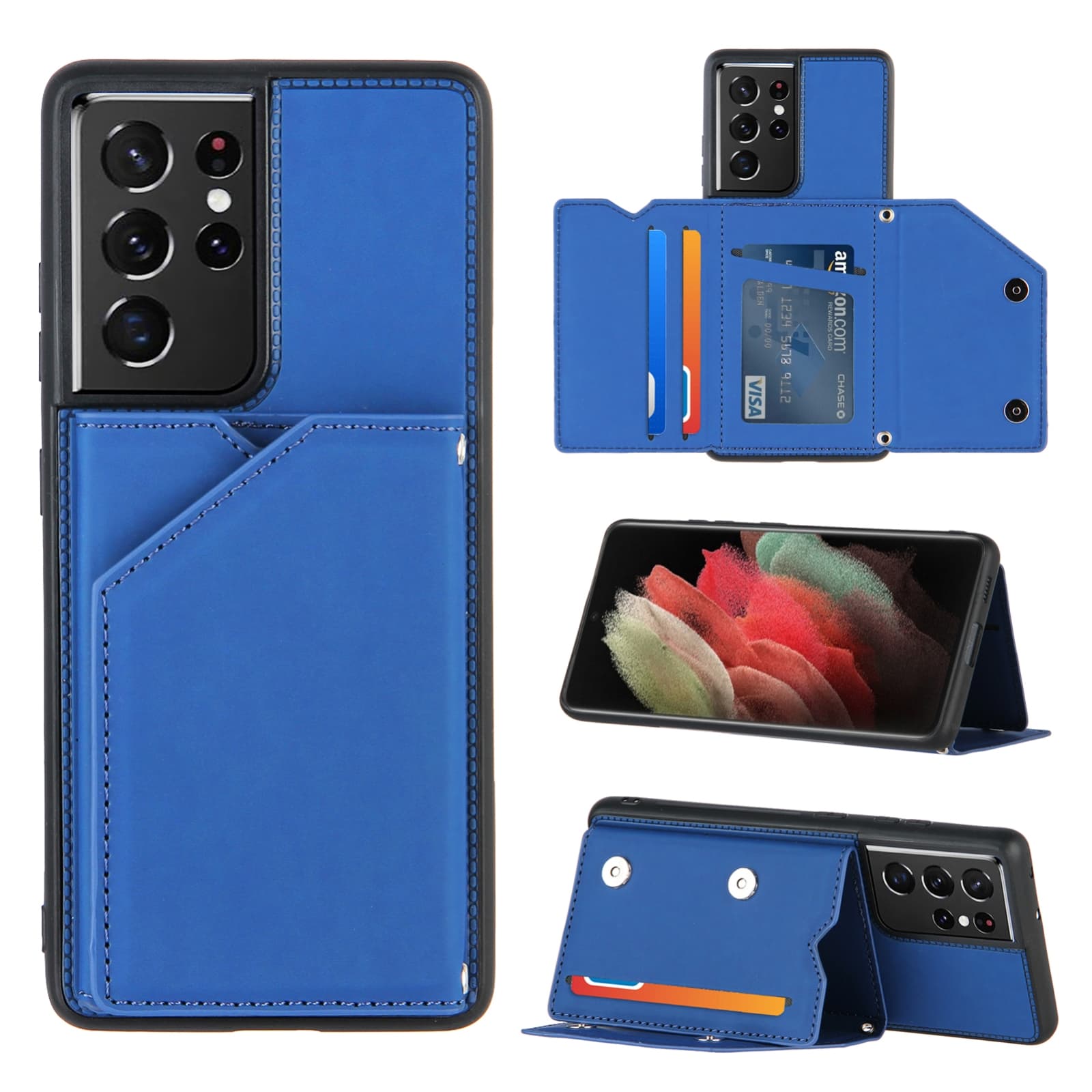 Backcover Wallet Hoesje Samsung Galaxy S21 Ultra - Blauw