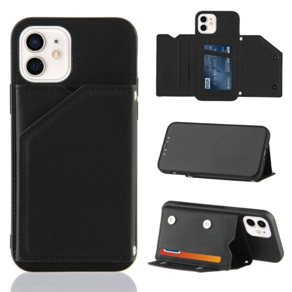 Backcover Wallet Hoesje iPhone - Zwart 1