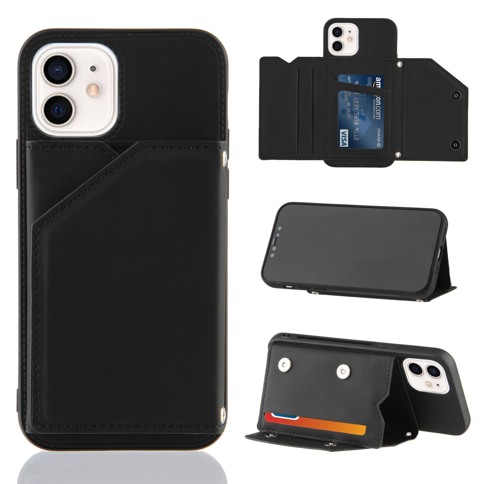 Backcover Wallet Hoesje iPhone 11 - Zwart