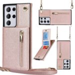 variatie Solidenz Fashion Wallet Hoesje met Koord Samsung Galaxy S21 Ultra – Rosegoud