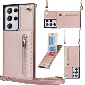 FONU Fashion Portemonnee Hoesje Met Koord Samsung Galaxy S21 Ultra - Roségoud 1