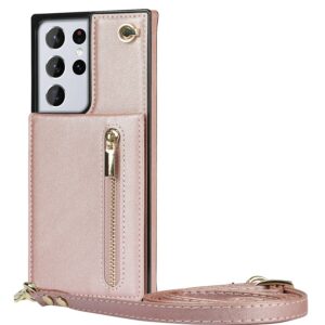 FONU Fashion Portemonnee Hoesje Met Koord Samsung Galaxy S21 Ultra - Roségoud 2