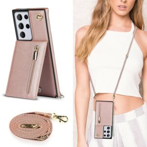 FONU Fashion Portemonnee Hoesje Met Koord Samsung Galaxy S21 Ultra - Roségoud 3