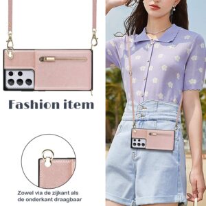 FONU Fashion Portemonnee Hoesje Met Koord Samsung Galaxy S21 Ultra - Roségoud 4