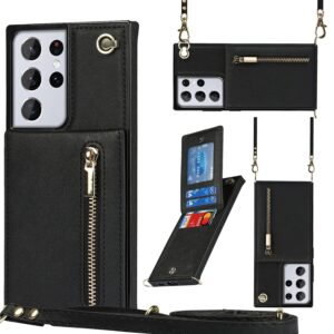 FONU Fashion Portemonnee Hoesje Met Koord Samsung Galaxy S21 Ultra - Zwart 1