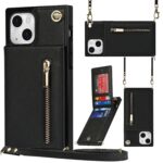 Fashion Wallet Hoesje met Koord iPhone 13 – Zwart