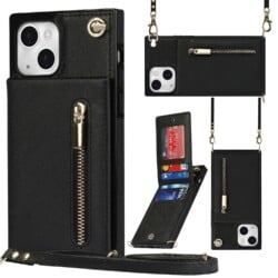 Solidenz Fashion Wallet Hoesje met Koord iPhone 13 - Zwart