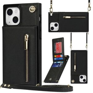 Solidenz Fashion Wallet Hoesje met Koord iPhone 13 – Zwart