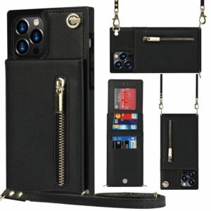 Fashion Wallet Hoesje met Koord iPhone 12 Pro Max – Zwart