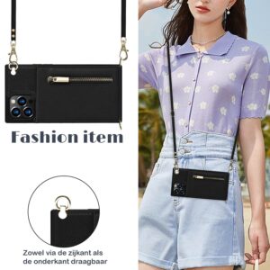 FONU Fashion Portemonnee Hoesje Met Koord iPhone 12 Pro Max - Zwart 4