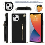 Solidenz Fashion Wallet hoesje met koord iPhone 15 - Zwart - 5