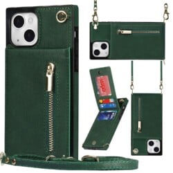 Solidenz Fashion Wallet hoesje met koord iPhone 14 - Groen