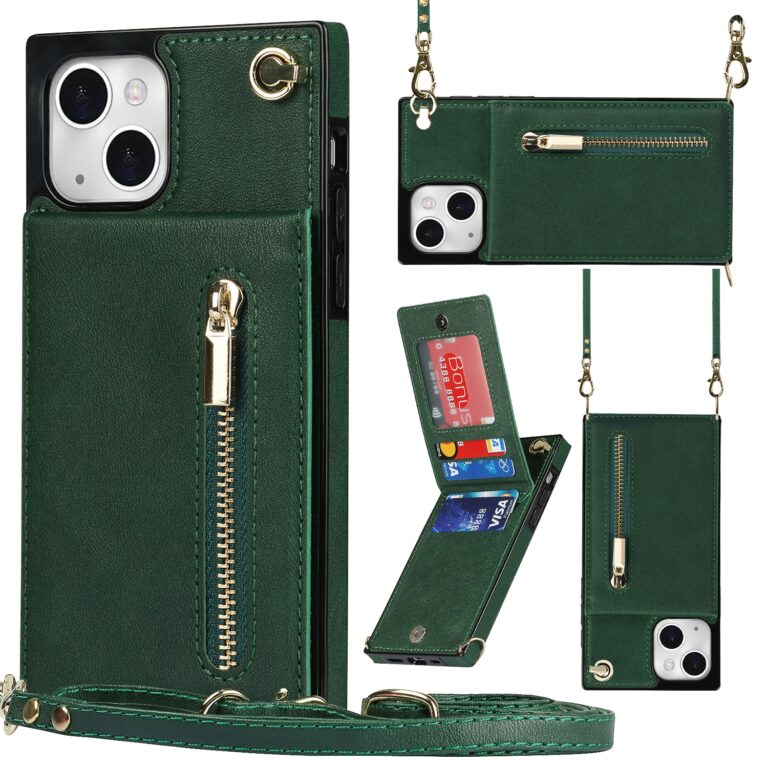 Solidenz Fashion Wallet hoesje met koord iPhone 15 - Groen