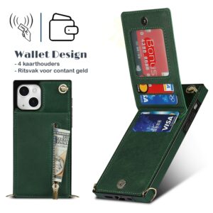 FONU Fashion Portemonnee Hoesje Met Koord iPhone 13 - Groen 4