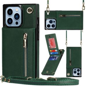 Fashion Wallet hoesje met koord iPhone 14 Pro Max – Groen