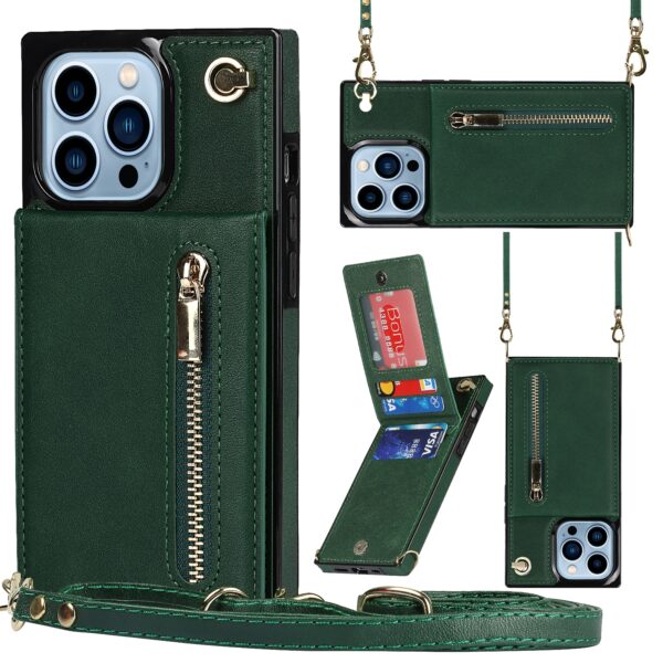 FONU Fashion Portemonnee Hoesje Met Koord iPhone 13 Pro - Groen 1