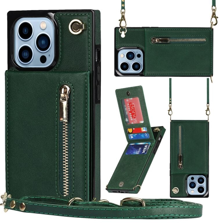 Solidenz Fashion Wallet Hoesje met Koord iPhone 13 Pro - Groen