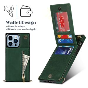 FONU Fashion Portemonnee Hoesje Met Koord iPhone 13 Pro - Groen 4