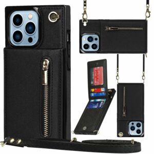 Fashion Wallet hoesje met koord iPhone 14 Pro Max – Zwart