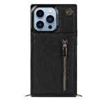 Solidenz Fashion Wallet hoesje met koord iPhone 15 Pro - Zwart - 1