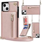 Solidenz Fashion Wallet hoesje met koord iPhone 15 - Roségoud Main Image