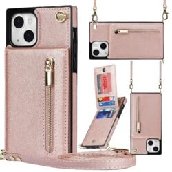 Solidenz Fashion Wallet Hoesje met Koord iPhone 13 - Rosegoud