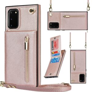 Fashion Wallet Hoesje met Koord Samsung Galaxy S20 FE – Rosegoud