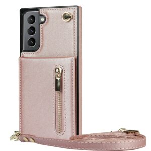 FONU Fashion Wallet Hoesje Met Koord Samsung Galaxy S21 - Roségoud 2